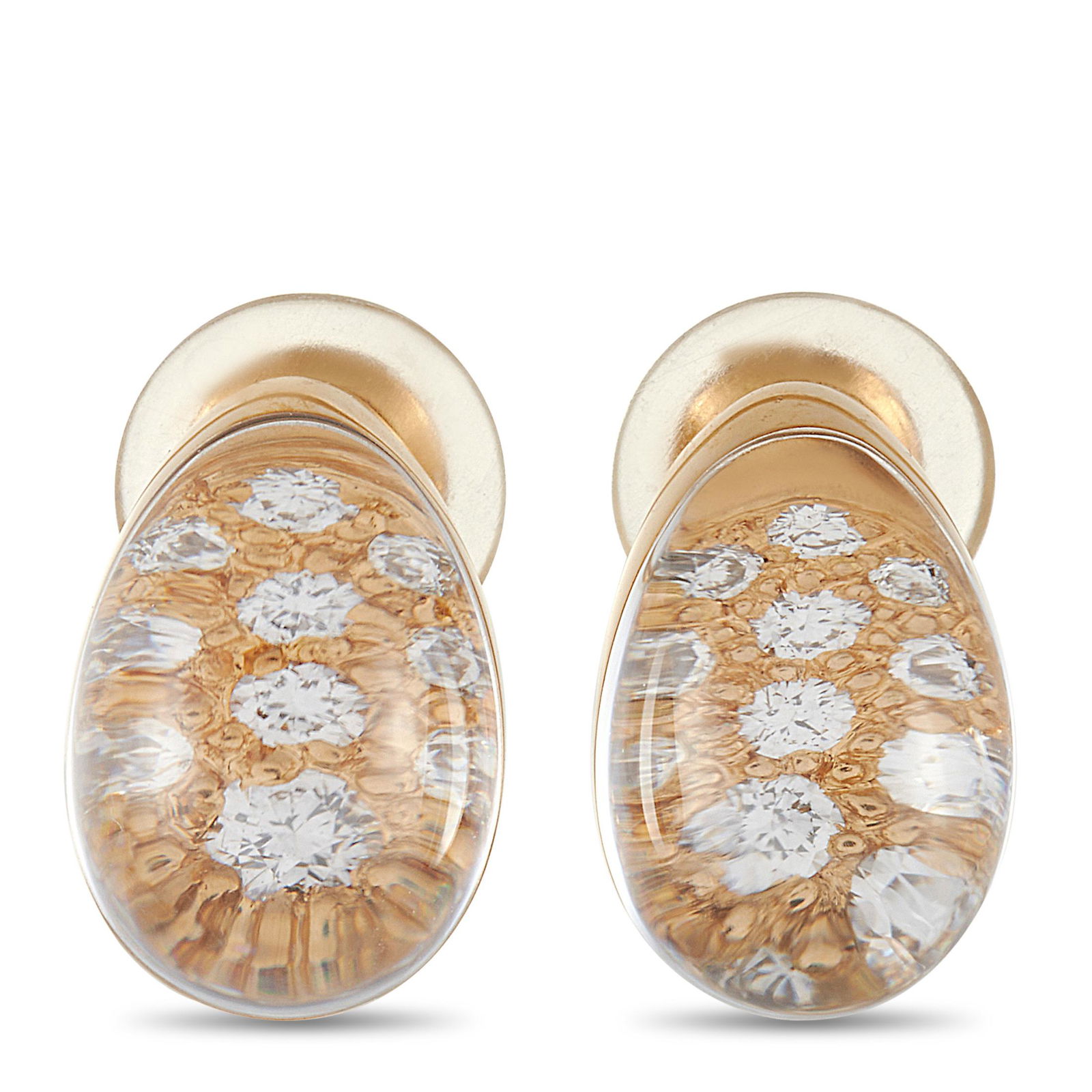 Cartier 18K YG Diamond & Crystal ClipOn Earrings (1 of 5)