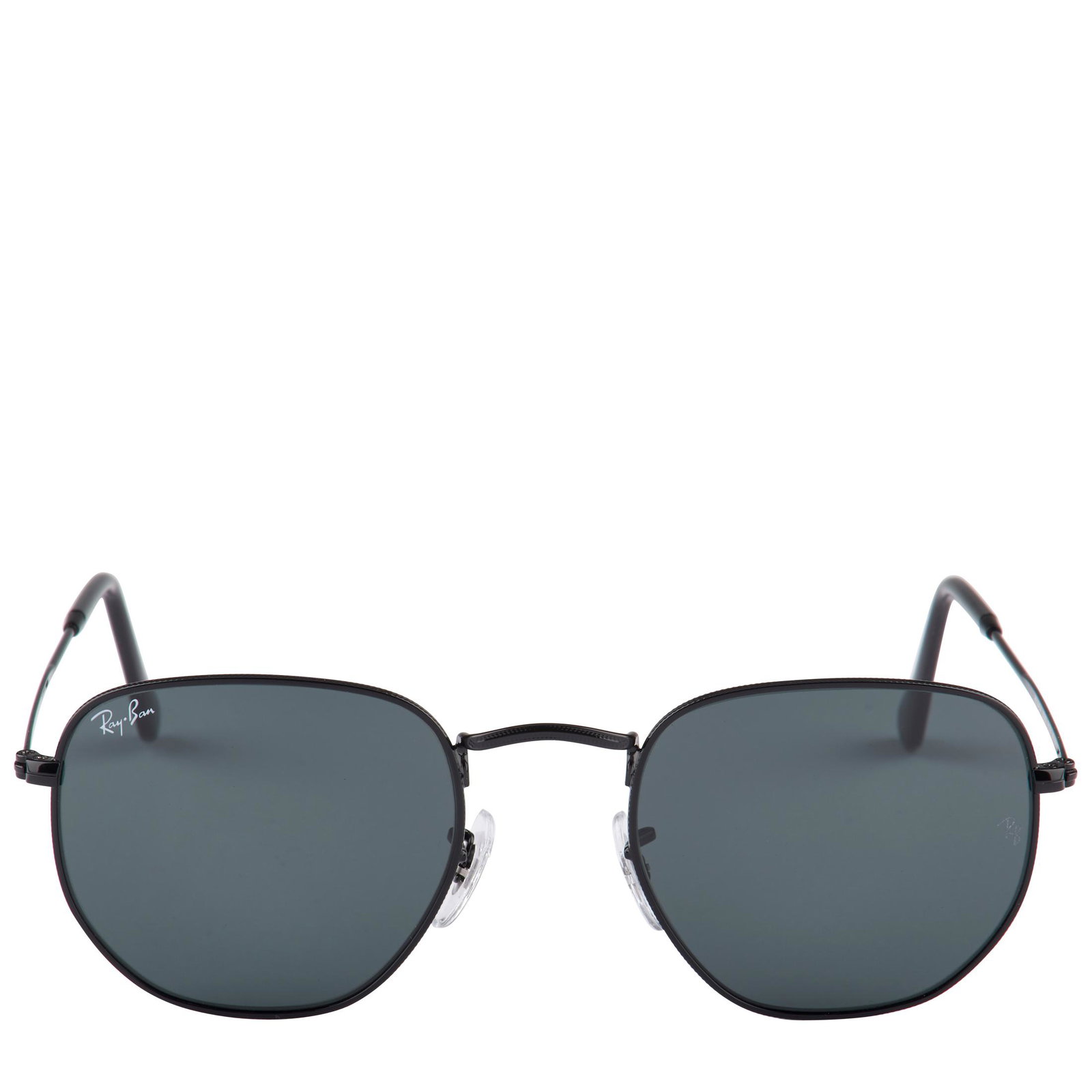 RayBan Hexagonal Black Metal Sunglasses RB3548N: These RayBan Hexagonal Flat Lens Black Metal Sunglasses are a fresh take on a classic design. Sixsided frames and lenses make a subtle statement, while the brands classic green lenses ensure theyre in