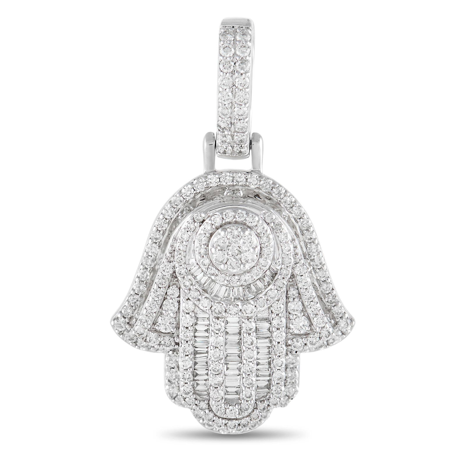 14K White Gold 1.00 ct Diamond Hamsa Pendant (1 of 3)