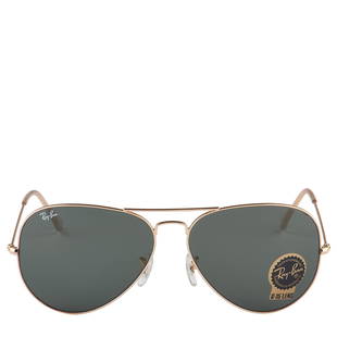 RayBan Aviator Gold Metal Sunglasses RB3025: A vintageinspired style with timeless appeal, these RayBan Aviator Classic Gold Metal Sunglasses will forever look iconic. These classic aviators pair sleek gold frames with the brands classic dark gr