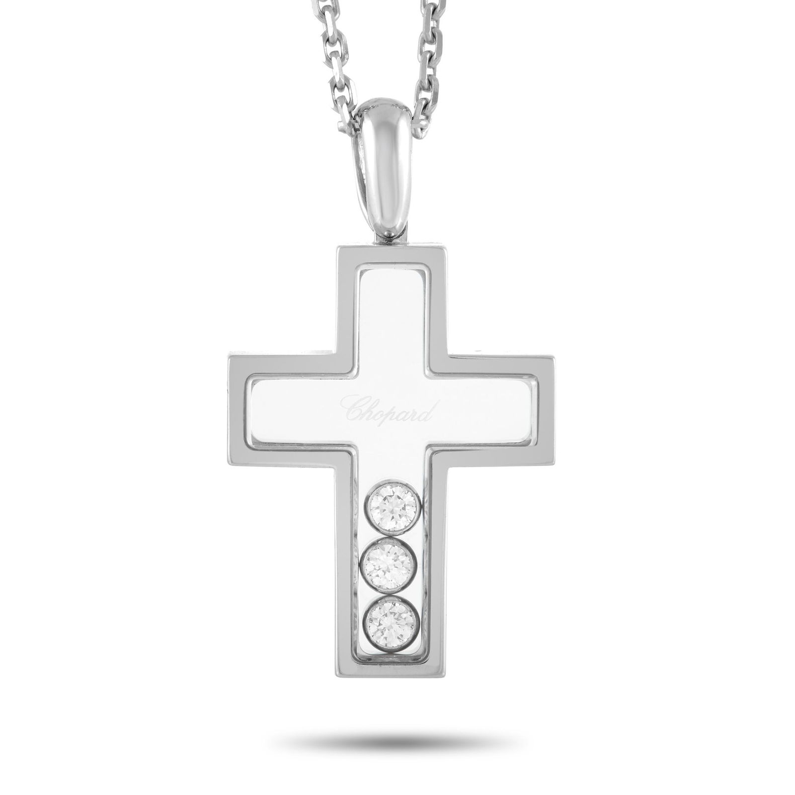 Chopard 18K WG Floating Diamond Cross Necklace (1 of 4)