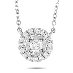 14K White Gold 0.40 ct Diamond Pendant Necklace: This diamond pendant necklace is nothing short of enchanting. On the stunning pendant which measures .38 round youll find a shimmering circlecut diamond set within a 14K White Gold setting that is