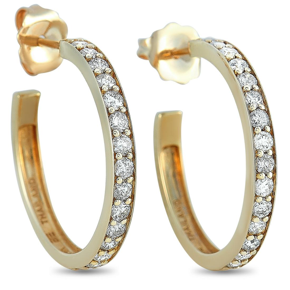 14K Yellow Gold 0.75 ct Diamond Hoop Earrings (1 of 4)