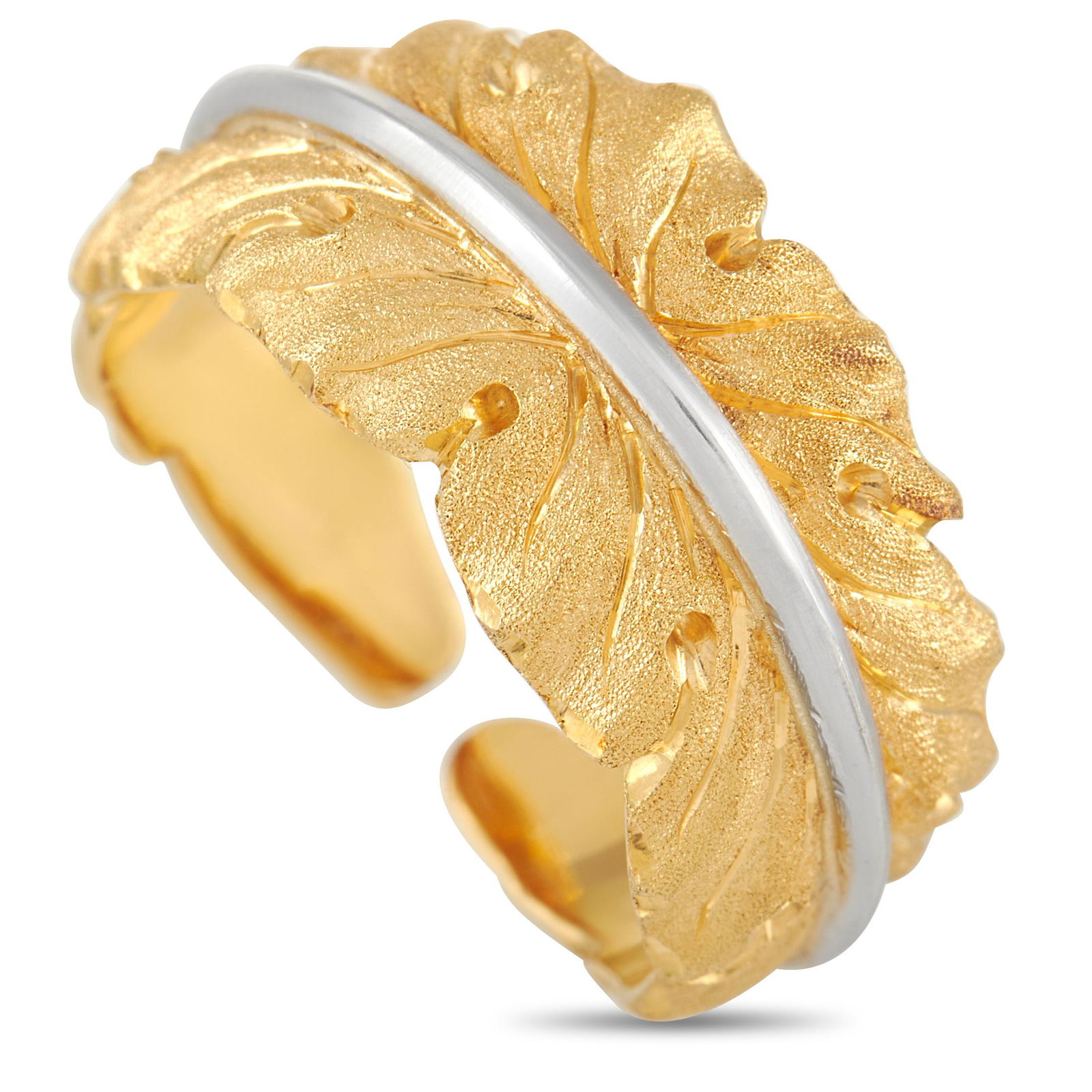 Buccellati 18K YG, WG Leaf Band Ring Size 5.0 (1 of 5)