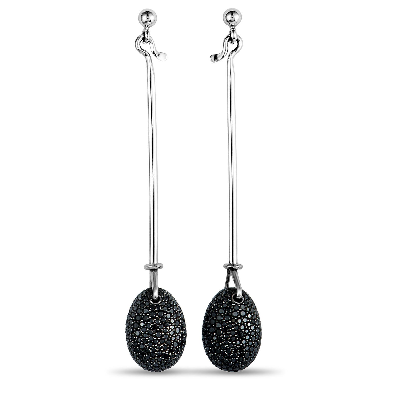 Georg Jensen 18K WG Black Diamond Drop Earrings (1 of 3)