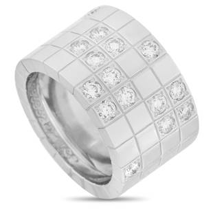 Cartier 18K WG .75ct Diamond Ring Size 5.5: Clean lines and a bold sense of style are the hallmarks of this Cartier Lanieres Ring. A bold 12mm band makes this a showstopping piece with a commanding presence. Crafted from 18K White Gold, sparkli