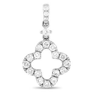 18K White Gold 0.50 ct Diamond Pendant: This timeless pendant is classic and sophisticated. Crafted from 18K White Gold, the elegant clovershaped design measures 0.75 long and 0.5 wide. Its also covered in sparkling roundcut diamonds with