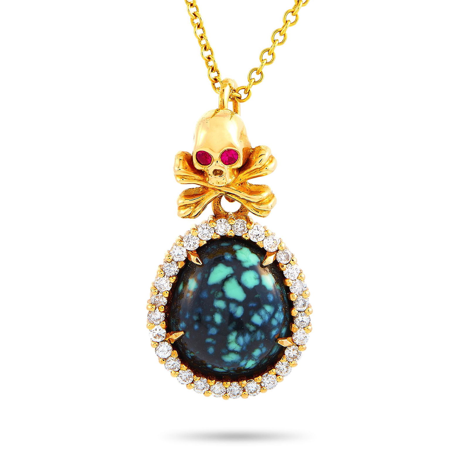 King Baby 18K YG Diamond, Ruby Turquoise Necklace (1 of 5)