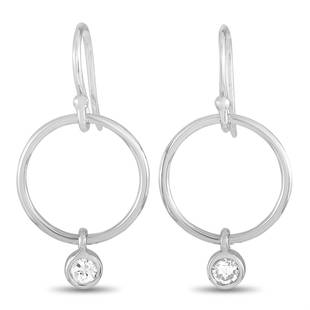 14K White Gold 0.32 ct Diamond Earrings: These earrings are made of 14K white gold and embellished with diamonds that total 0.32 carats. The earrings measure 1.25 in length and 0.65 in width and each of the two weighs 1.4 grams.The pair is