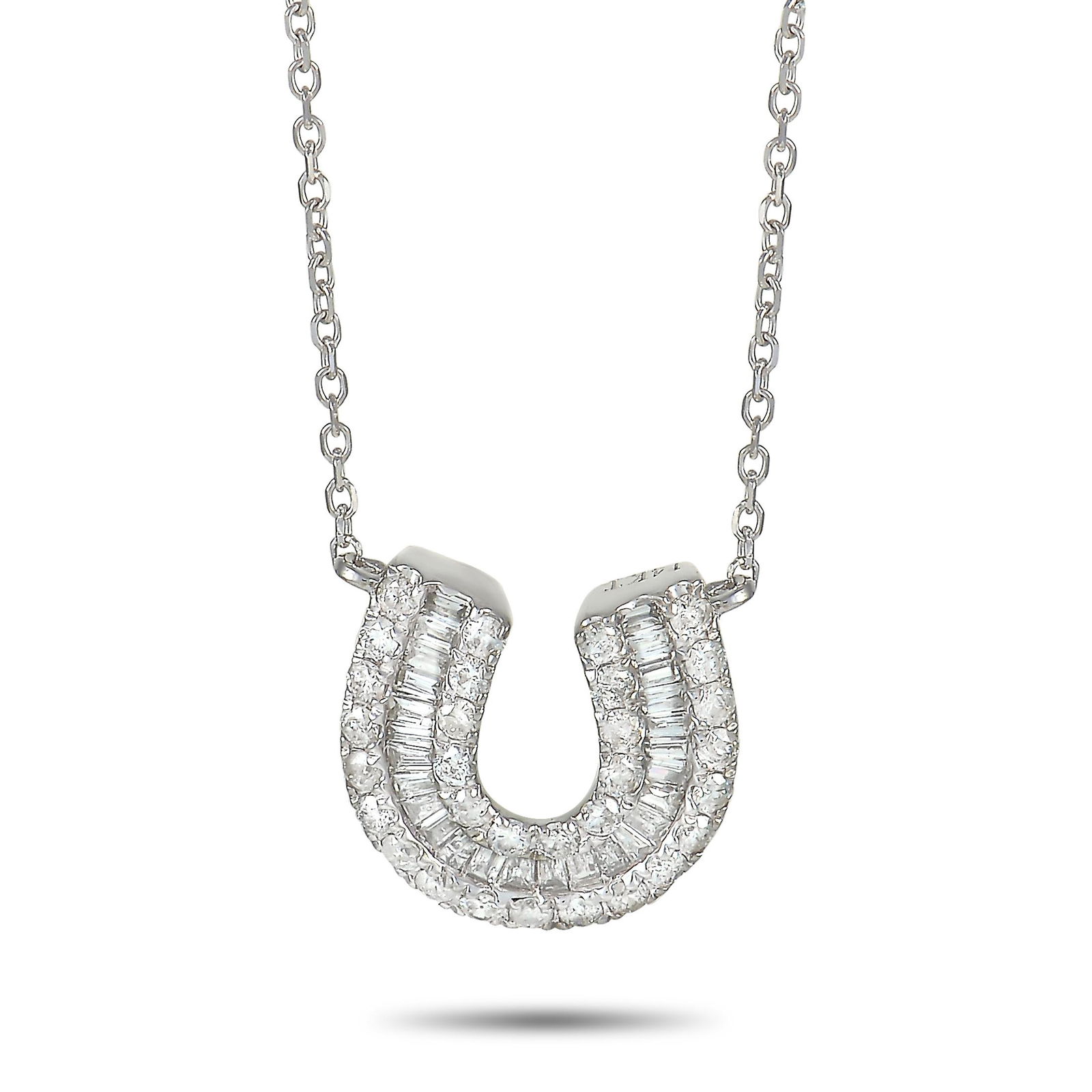 14K WG 0.45 ct Diamond Horseshoe Necklace (1 of 4)