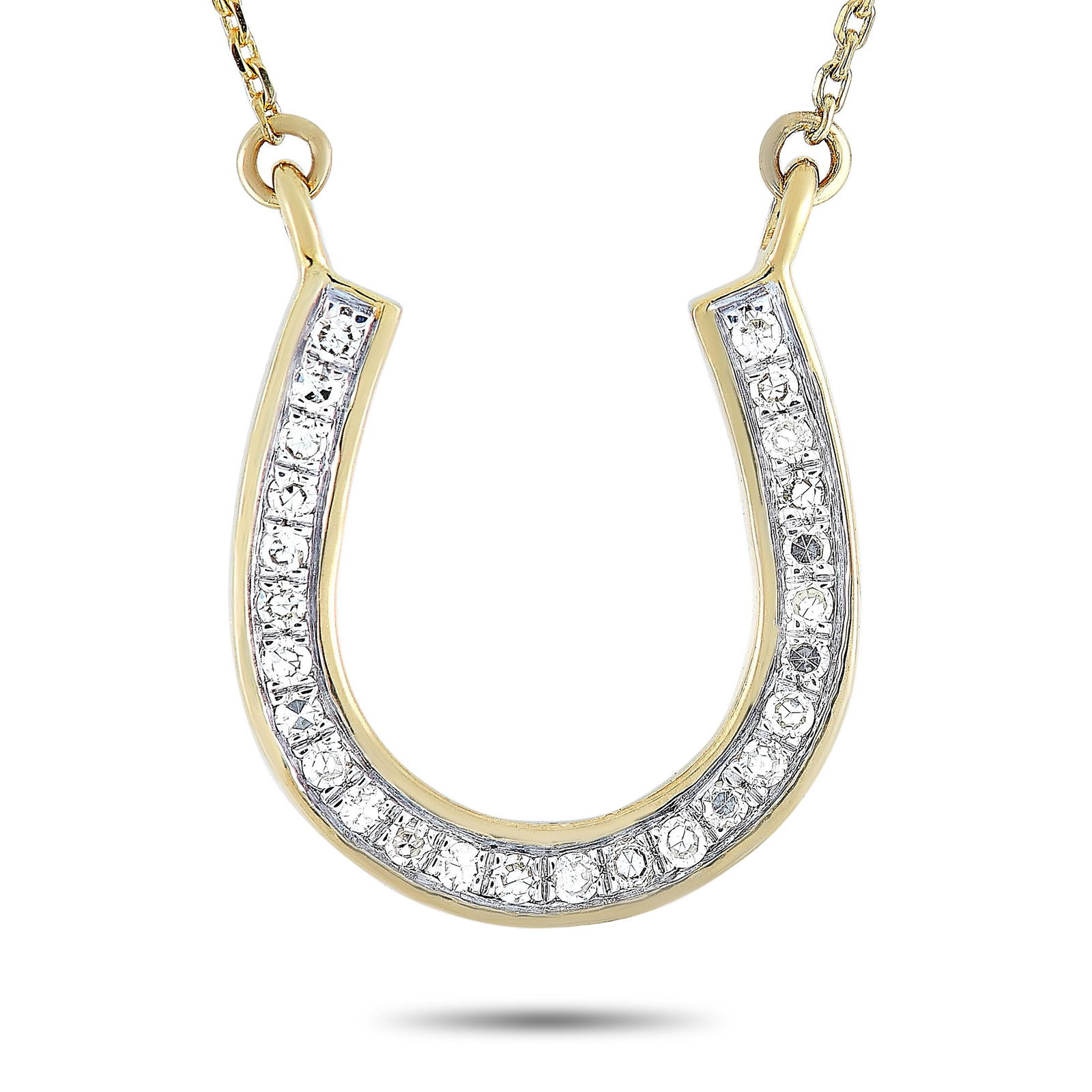 14K YG 0.09 ct Diamond Horseshoe Necklace (1 of 4)