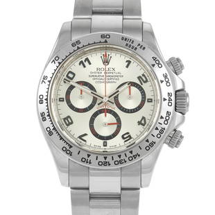 Rolex Cosmograph Daytona 40 White Gold Silver Dial Watch 116509: This Rolex Cosmograph Daytona 40 White Gold Silver Dial Watch 116509 displays a stealth character. It showcases a handsome 18K white gold solid construction with the threebody case, threelink