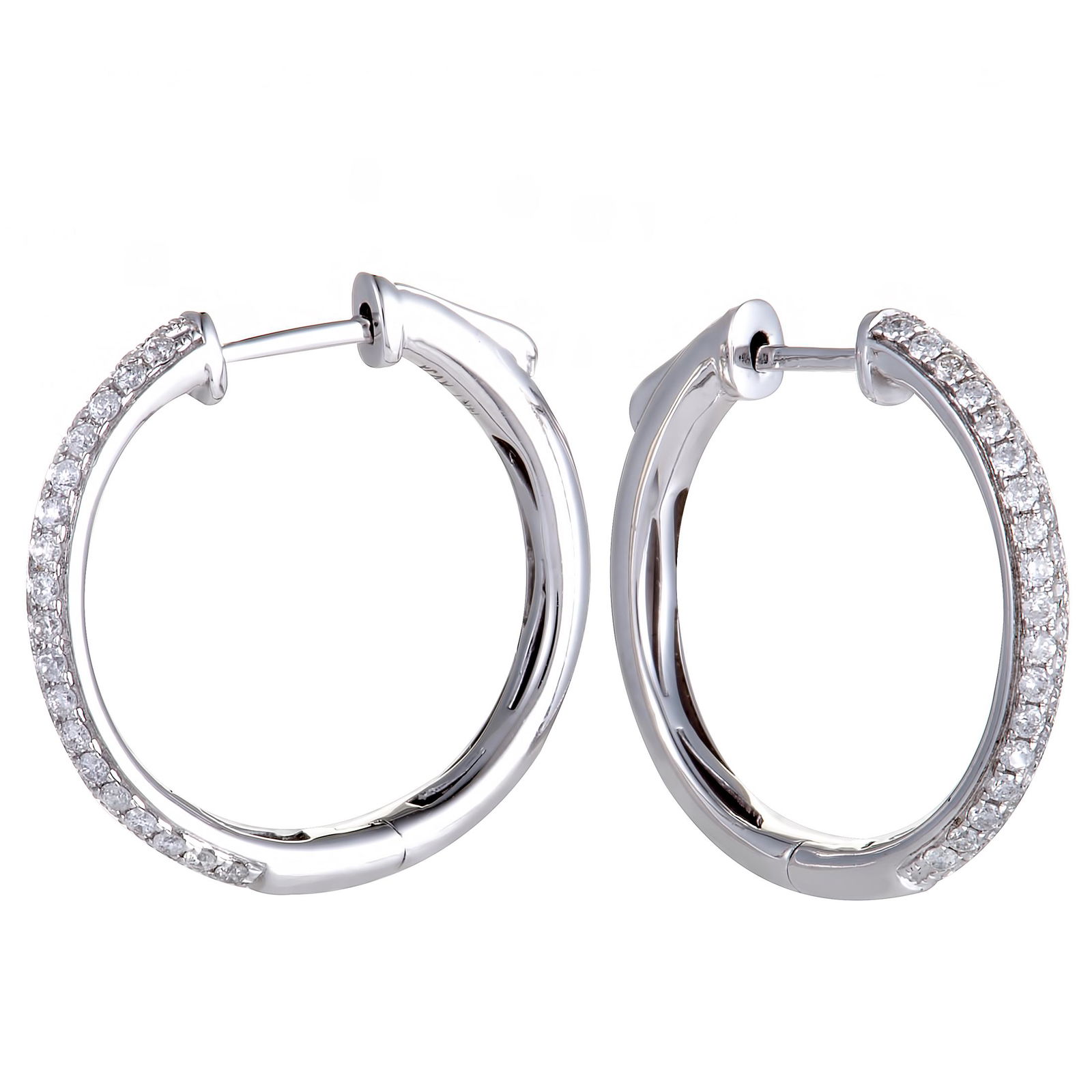 .65ct 14K White Gold Diamond Pave Round Hoop Earrings (1 of 3)