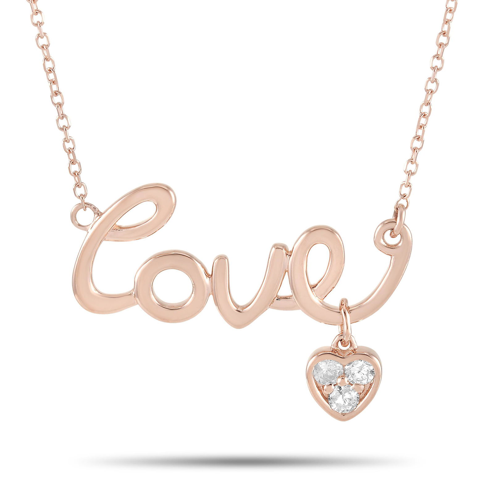 14K Rose Gold 0.10 ct Diamond Love Pendant Necklace (1 of 4)