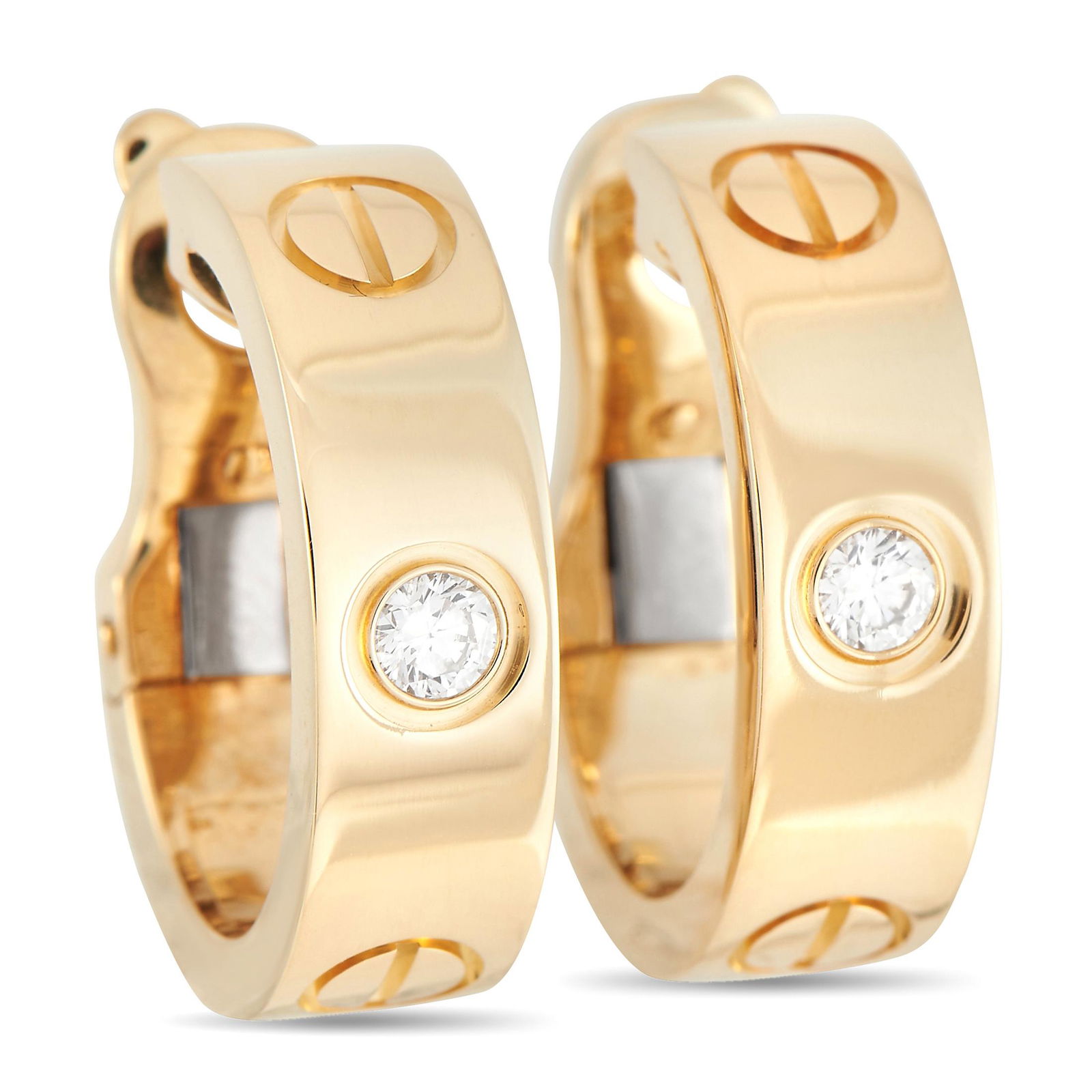 Cartier LOVE 18K Yellow Gold 2 Diamond Earrings (1 of 5)