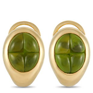 Pomellato 18K Yellow Gold Peridot ClipOn Earrings: These gorgeous Pomellato 18K Yellow Gold Peridot Earrings are made with 18K yellow gold and set with Peridot stones in the face of the earring. The earrings measure 0.69 inch in length and 0.50