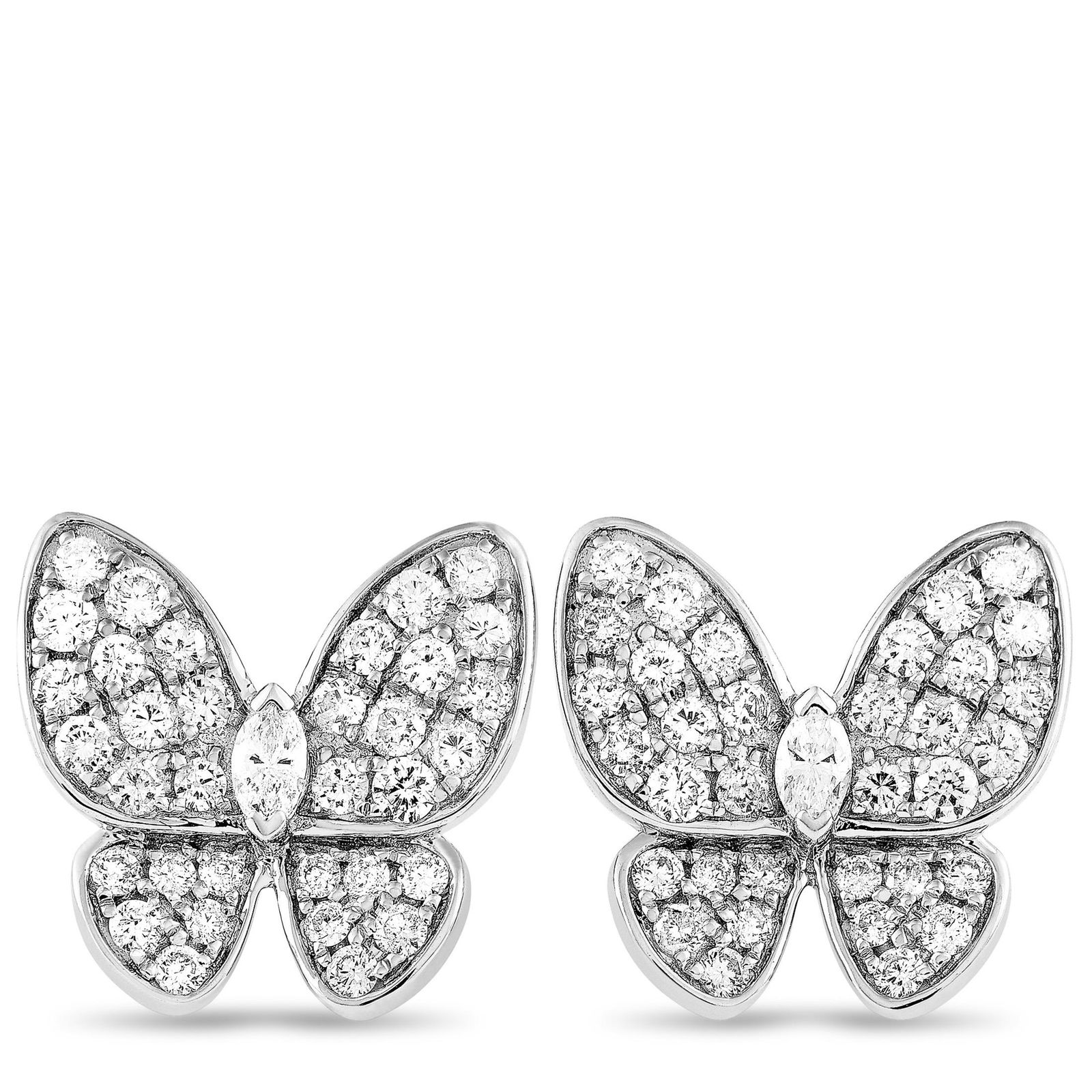18K White Gold 1.58 ct Diamond Butterfly Earrings (1 of 3)