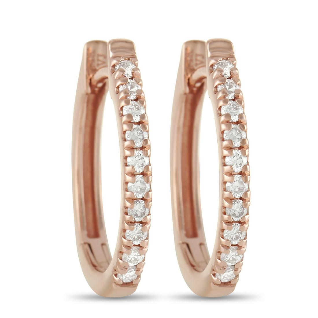 14K Rose Gold 0.17 ct Diamond Oval Hoop Earrings (1 of 3)