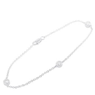 14K White Gold 0.37 ct Diamond Bracelet: This bracelet is crafted from 14K white gold and weighs 2.2 grams, measuring 7 in length. It is set with diamonds that total 0.37 carats.The bracelet is offered in brand new condition and includes a