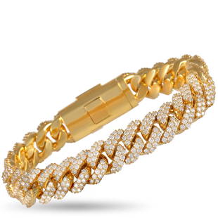 14K Yellow Gold 12.64 ct Diamond Bracelet: This 14K Yellow Gold bracelet is a classic piece that exudes luxury. Covered in glittering diamonds totaling 12.64 carats, this impressive piece measures 8 long and has a sense of opulence that will