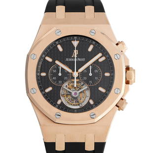 Audemars Piguet Royal Oak Tourbillon Chronograph Watch 25977OR.OO.D002CR.01: Released in 2002, this Royal Oak Tourbillon Chronograph 25977OR.OO.D002CR.01 is a highly coveted model. It's no wonder this sis the case given its two superior complications combined. A true