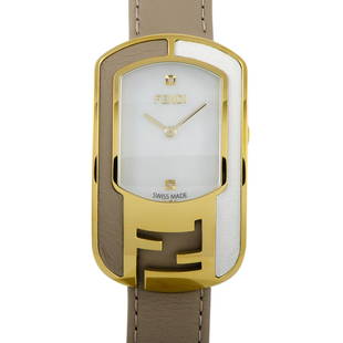 Fendi Chameleon Watch F336434561D1: This is the Fendi Chameleon watch, reference number F336434561D1.It is presented with a goldtone stainless steel case that offers water resistance of 30 meters. The watch is worn on a taupe leather