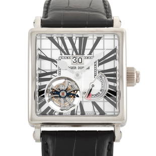 Roger Dubuis Golden Square White Gold Tourbillon Watch G40 030 GN1G.7A: The Roger Dubuis Watch, reference number G40 03 0 SFBD GN1G.7A, defies convention in the best way possible. A square 40mm case made from 18K white gold sets the tone for this luxury timepiece. On the