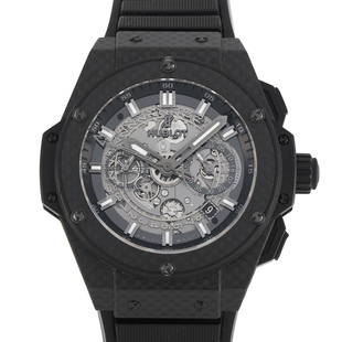 Hublot King Power UNICO Carbon Chronograph Watch 701.QX.0140.RX: This allblack King Power UNICO 701.QX.0140.RX from Hublot features an expertly finished case that's comfortable to wear despite its chunky size. This watch features an impressive 48mm case in carbon