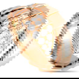 Bvlgari Serpenti Viper 18K Rose Gold Diamond Ring Size 6.0