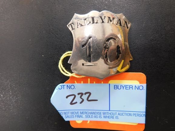 Tallyman RR badge: Tallyman RR badge #10