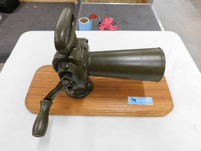 Original German WWII Bakelite Hand-Crank Air Raid Siren by Mende