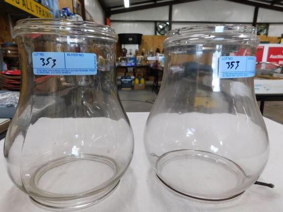 pair of 10 3/4 inch clear glass street lamp globes (1 of 2)