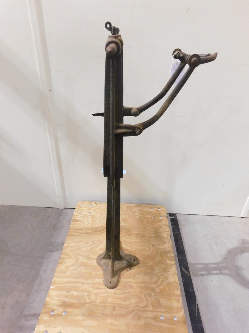 Pre1910 Bicycle Spoke Wheel Truing Station: Pre-1910 bicycle spoke wheel truing station, cast iron, approx. 37 inches tall x 14 12 inches x 12 inches. Good condition, see pictures.