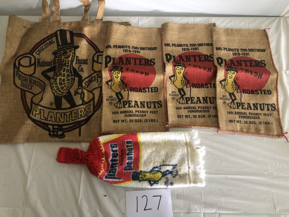 (4) Planters Peanut burlap bags & hand towel (1 of 1)