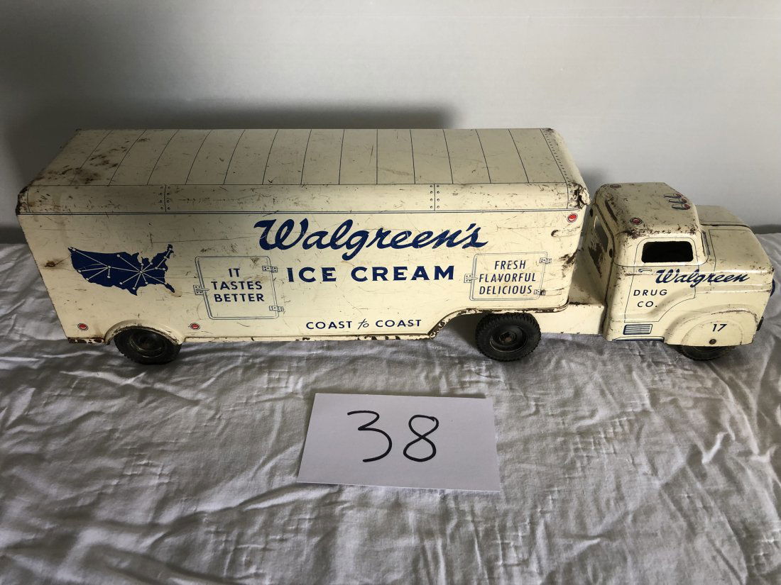 Marx tin Walgreens ice cream tractor trailer toy (1 of 5)