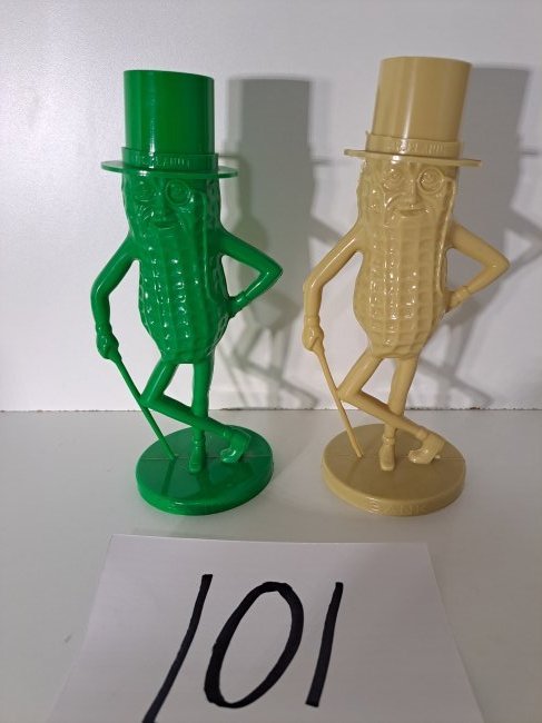 (2) mr peanut plastic banks green,tan (1 of 4)