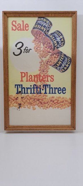 framed planters peanuts cardboard sign (1 of 2)