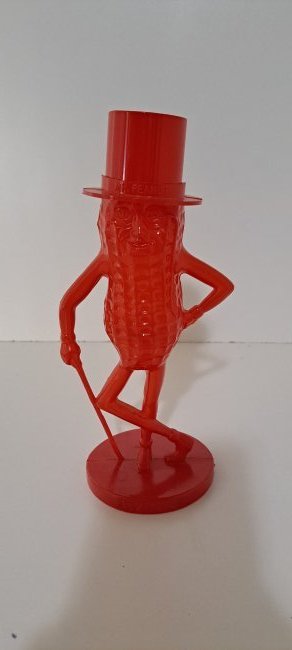 red translucent plastic mr peanut bank (1 of 4)