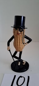 black and tan Mr. Peanut plastic bank