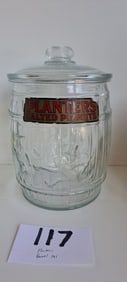 Planters Peanut glass barrel jar