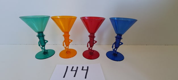 (4) plastic Mr. Peanut cocktail glasses