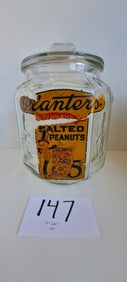 Planters Peanut glass counter jar w/ label