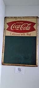 Coca-Cola fishtail tin chalkboard menu sign