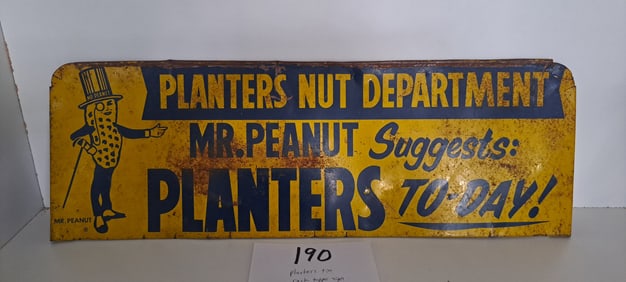 Planters Peanut tin rack topper sign