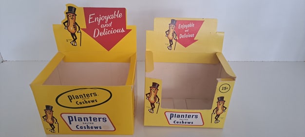 (2) Planters Peanut cardboard display boxes