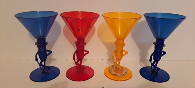 (4) plastic Mr. Peanut cocktail glasses