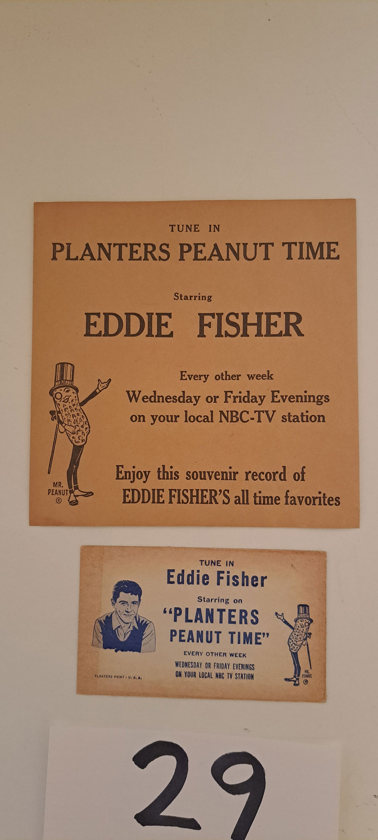 Mr. Peanut/Eddie Fisher record and card (1 of 4)
