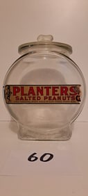 Planters Peanuts  glass counter jar with label