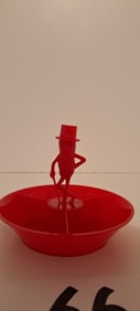 red plastic Mr. Peanut 3 compartment nut dish