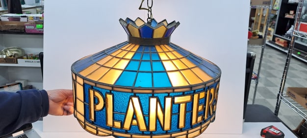 Planters Peanut Tiffany style hanging light